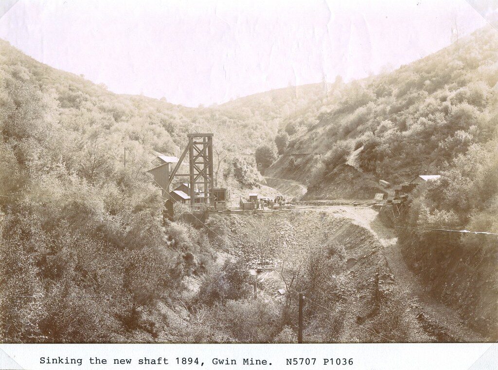Gwin Mine: North Shaft Under Construction, 1894