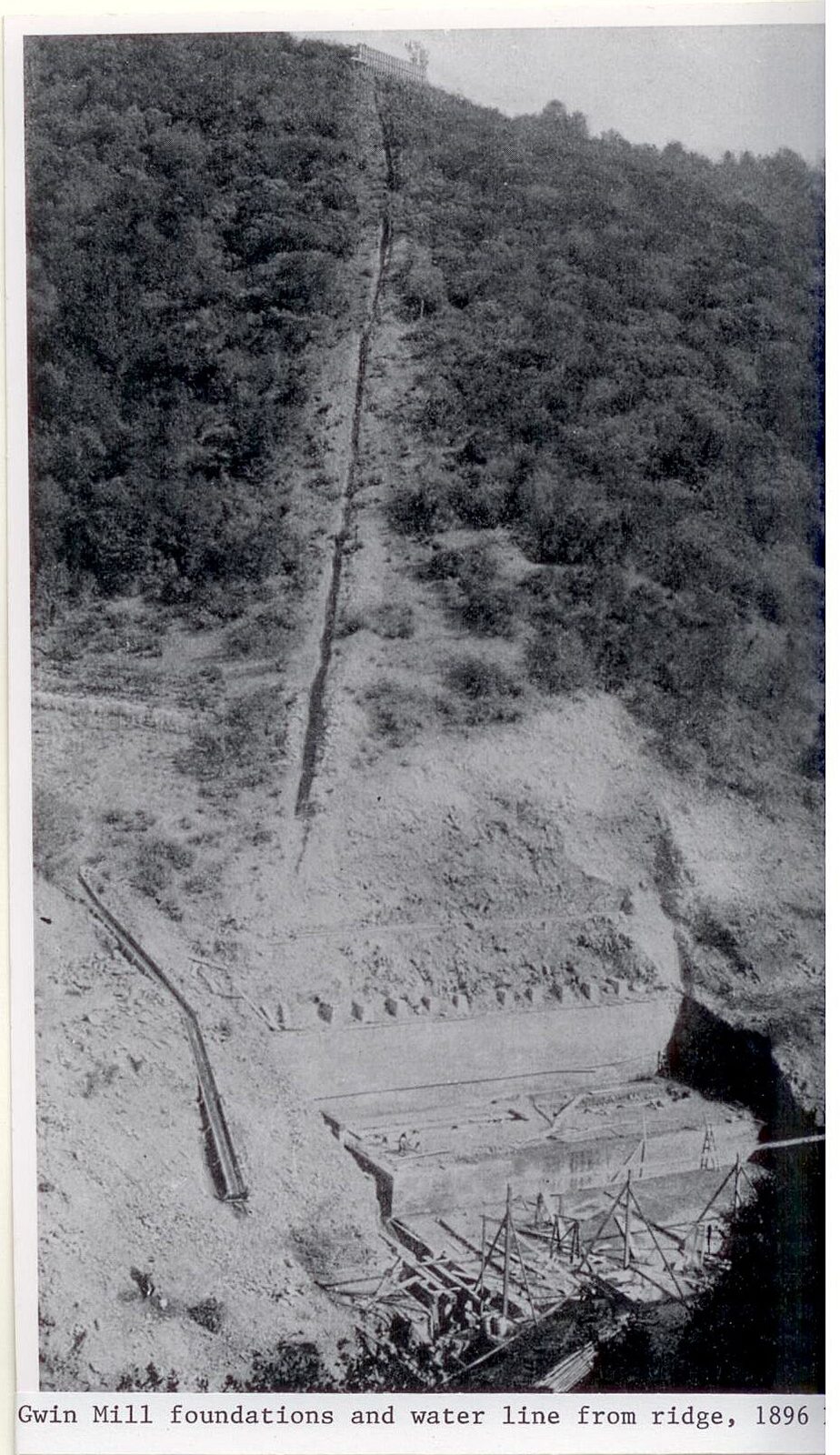 Gwin Mine: Mill Foundation and Water Line, 1896