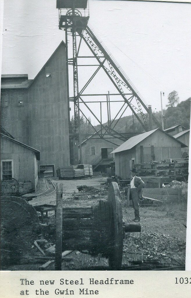 Gwin Mine: View from the Mill to the Headframe